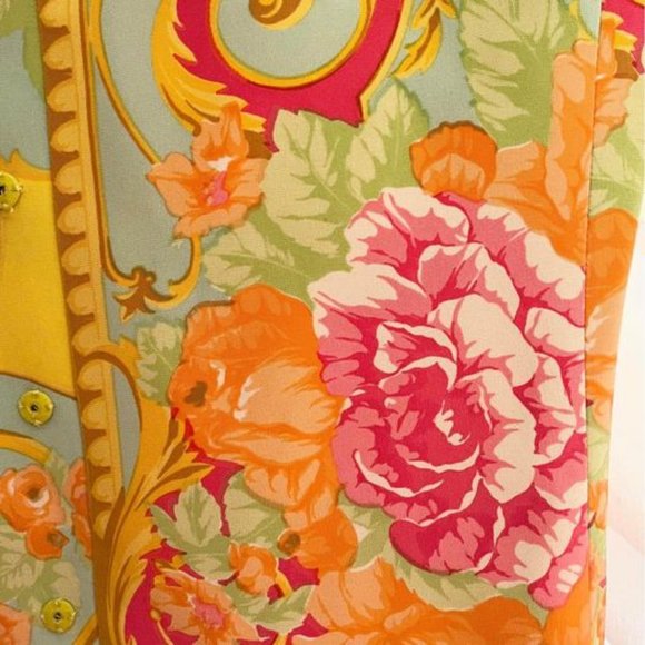 Beautiful Vintage Silk Lemon Yellow Floral 2 Piece Co-ord Set - Picture 2 of 9